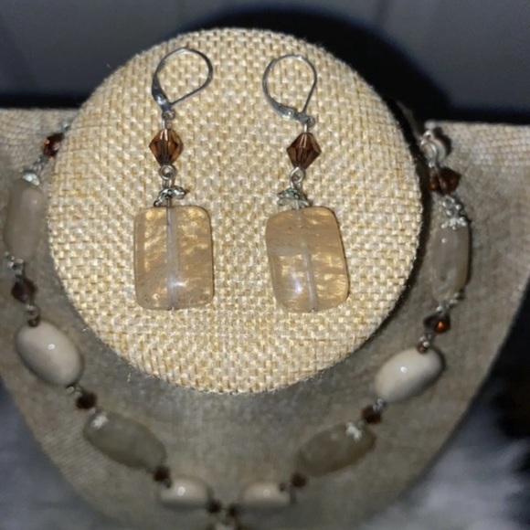 Premier Designs Elegant Stone Drop Necklace Pendant Extender & Matching … - Picture 2 of 4